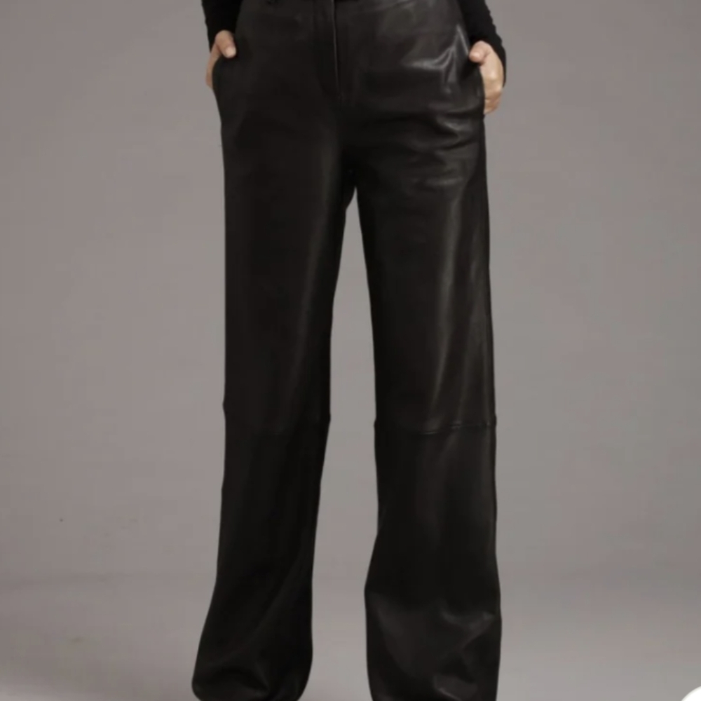 Siena Women's Pants Black Leather Lined Trousers 14